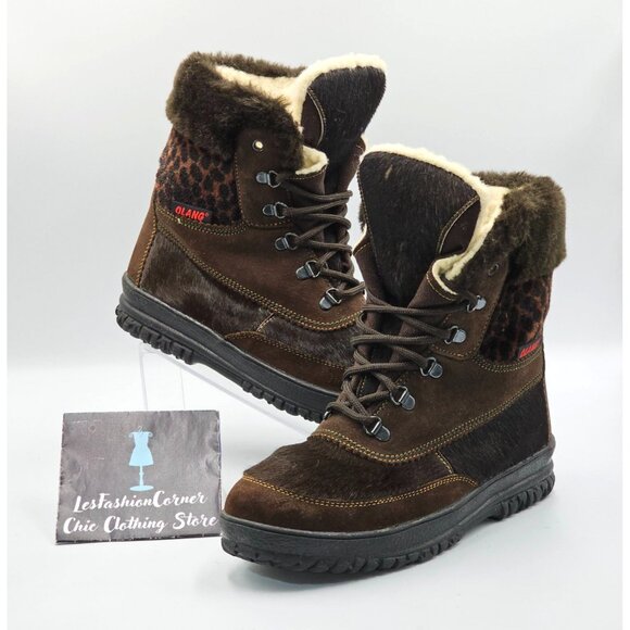 Hinher Women's Brown Leather Fur-Lined Lace-Up Boots Made In Italy Sz 8.5 (39) 2 - Picture 12 of 16